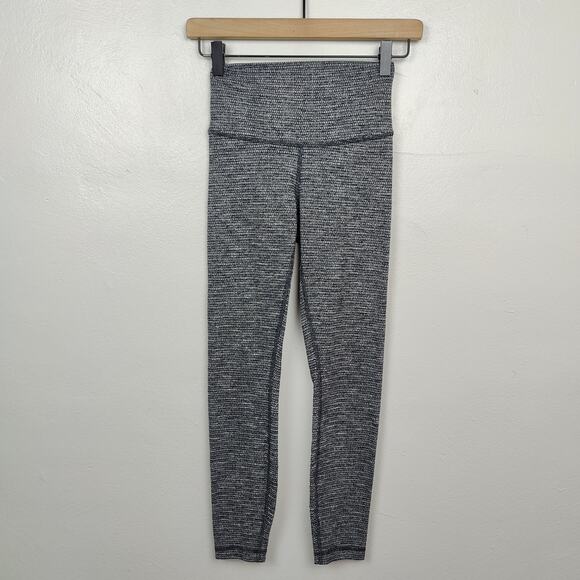 Lululemon Wunder Under‎ Leggings Womens 4 Luon Variegated Knit Black Heatheredw - Picture 1 of 6